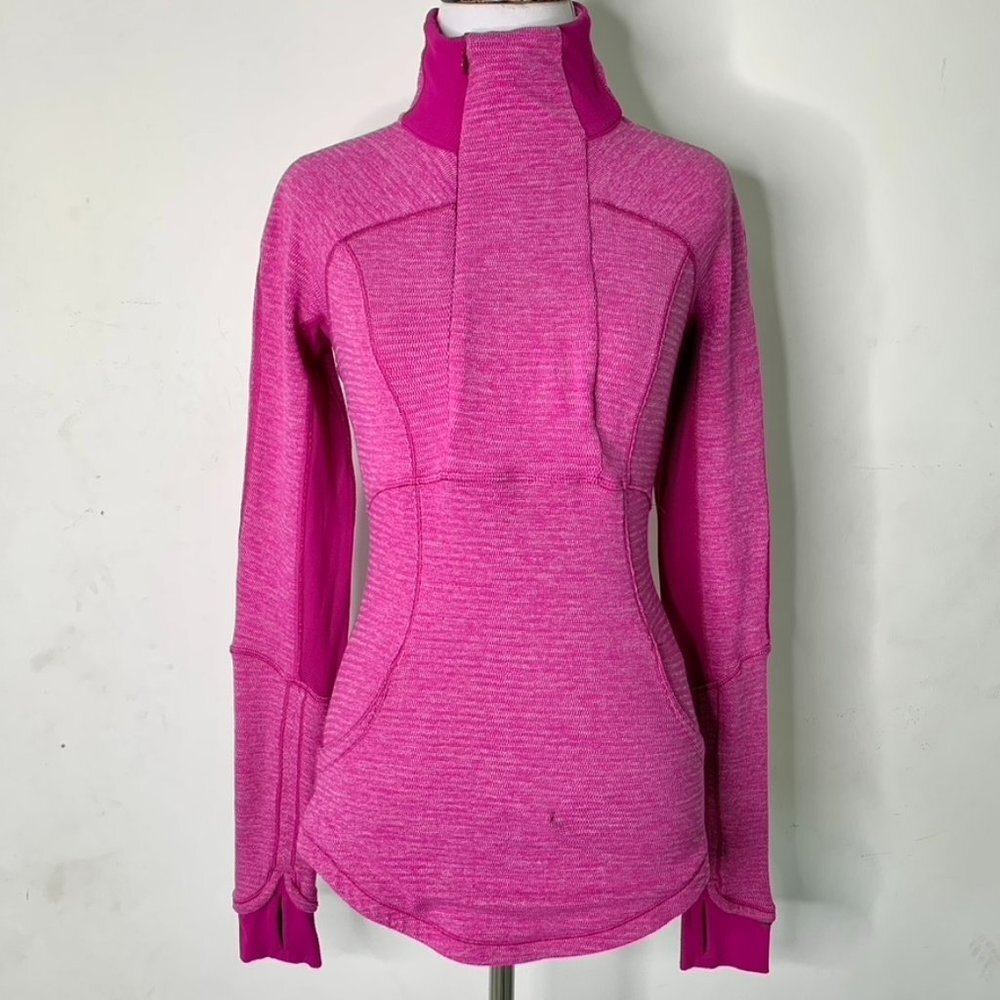 Lululemon Women's Pink Fuchsia 1/2 Zip Turtleneck Long Sleeve Top Size 2